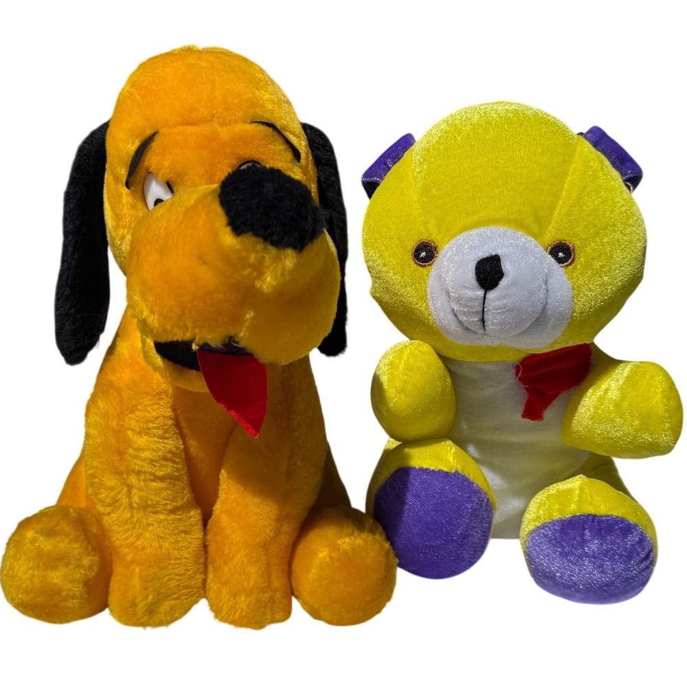 Carnival Prize Pluto‎ Style Dog Yellow Bear Plush Bundle 10in 12in